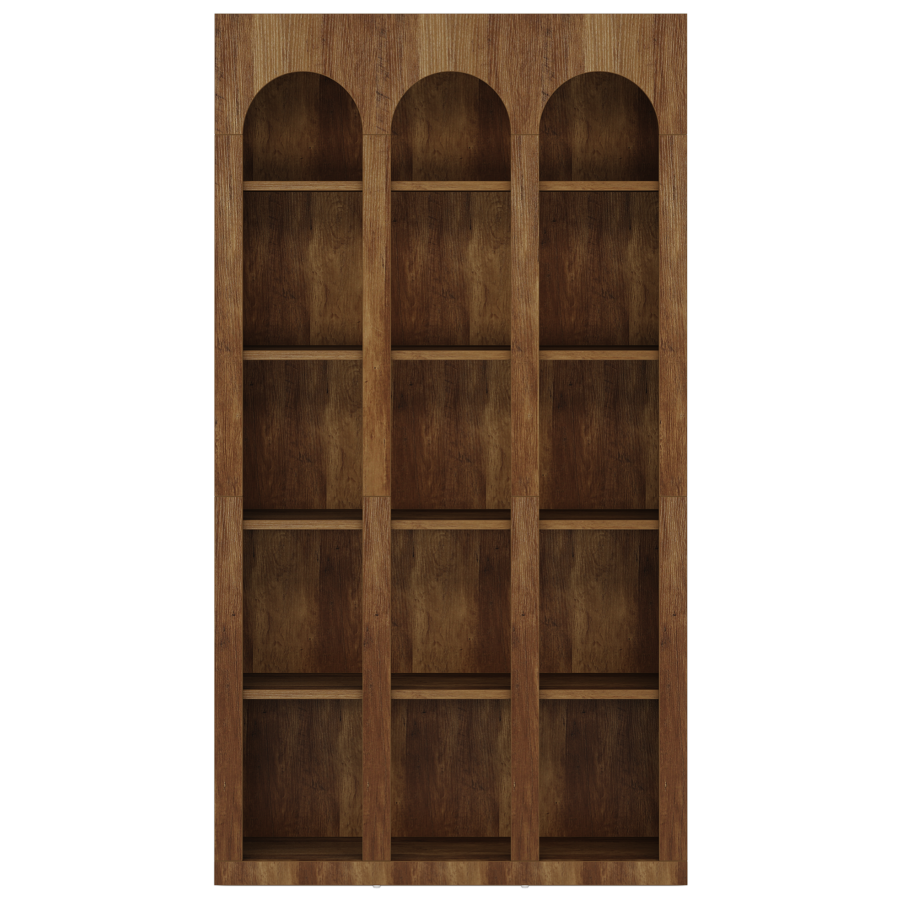70.87" 5-Tier Rustic Brown Farmhouse Arched Bookcase