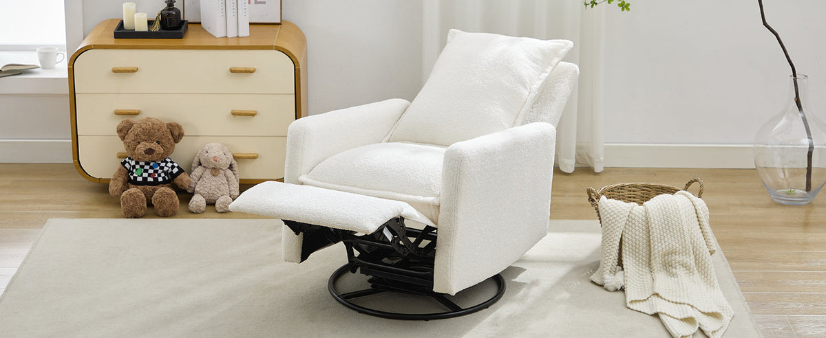 Swivel Rocker Recliner Chair, Teddy Fleece