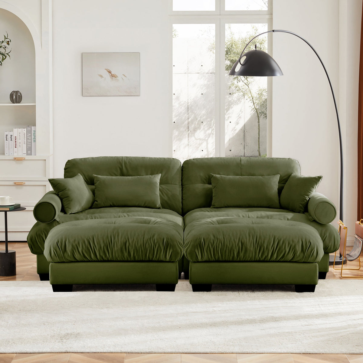 Over Size Modern Two-Seater Sofa with Ottoman