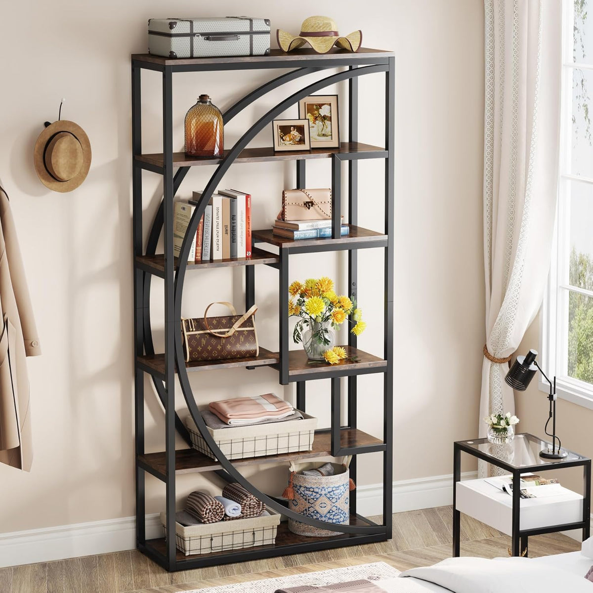 70.47" Height Industrial 5-Tier Rustic Bookcase