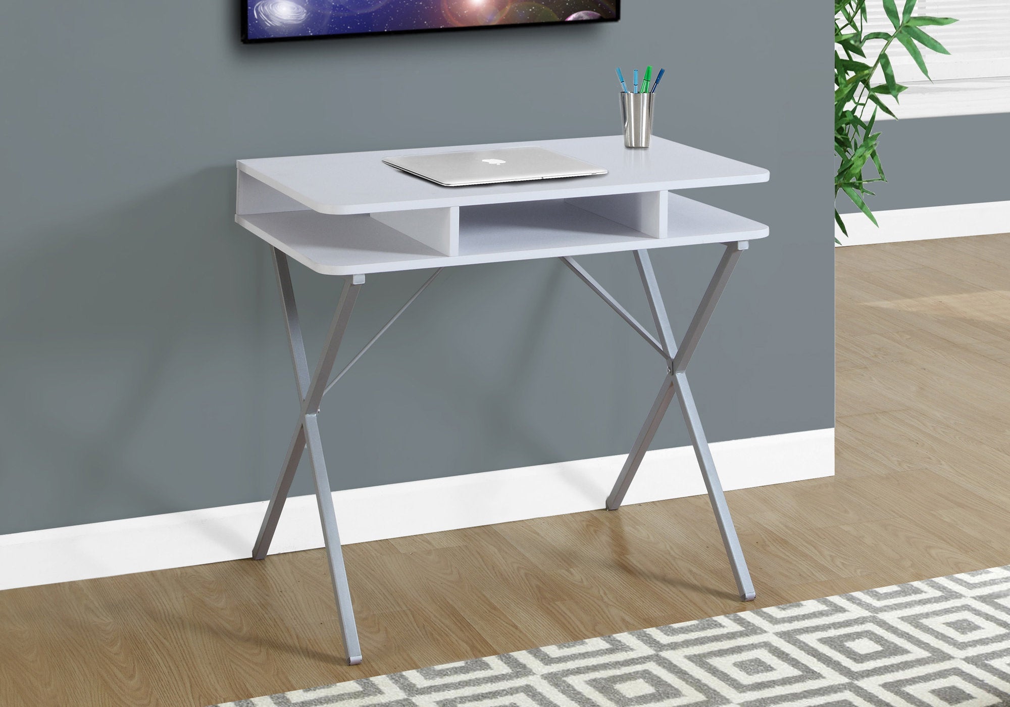 Modern Computer Desk with Storage Shelves