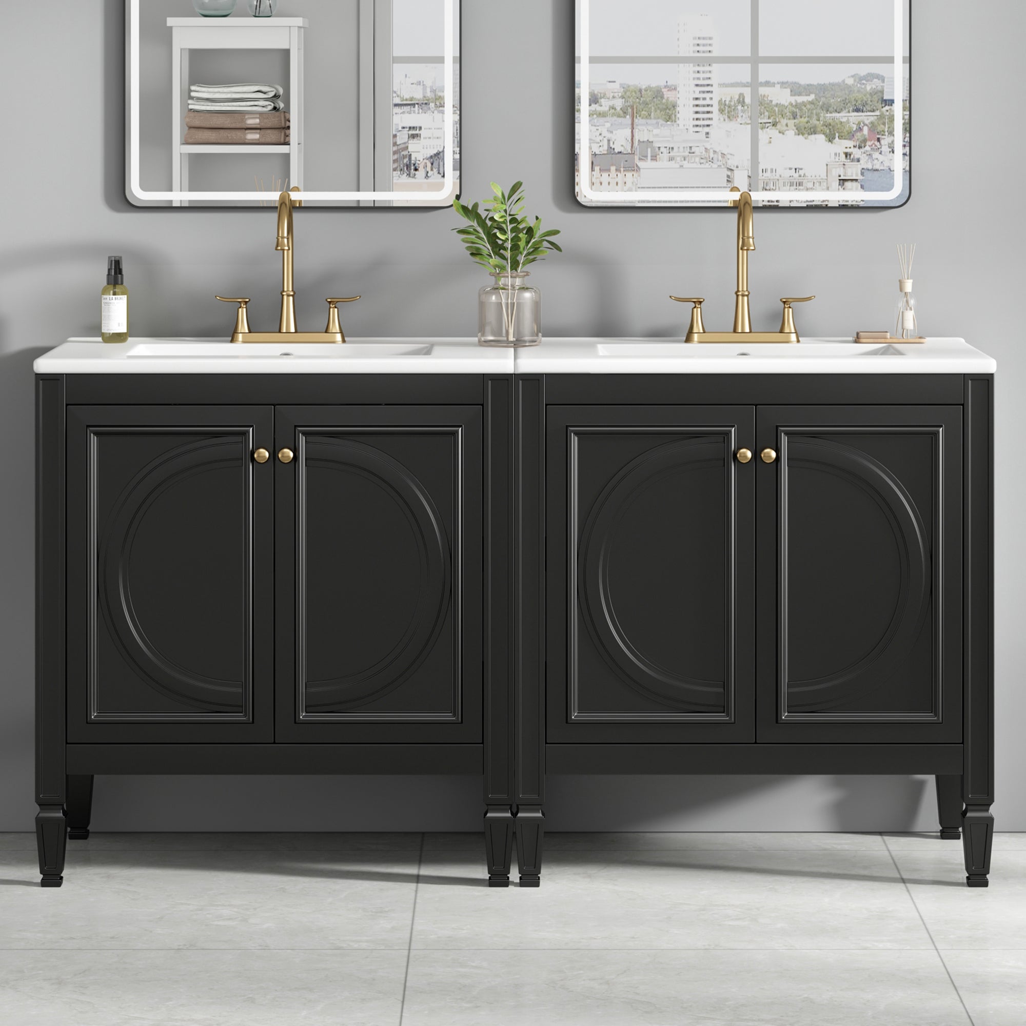 60" Bathroom Vanity with Double Sink Combo Set