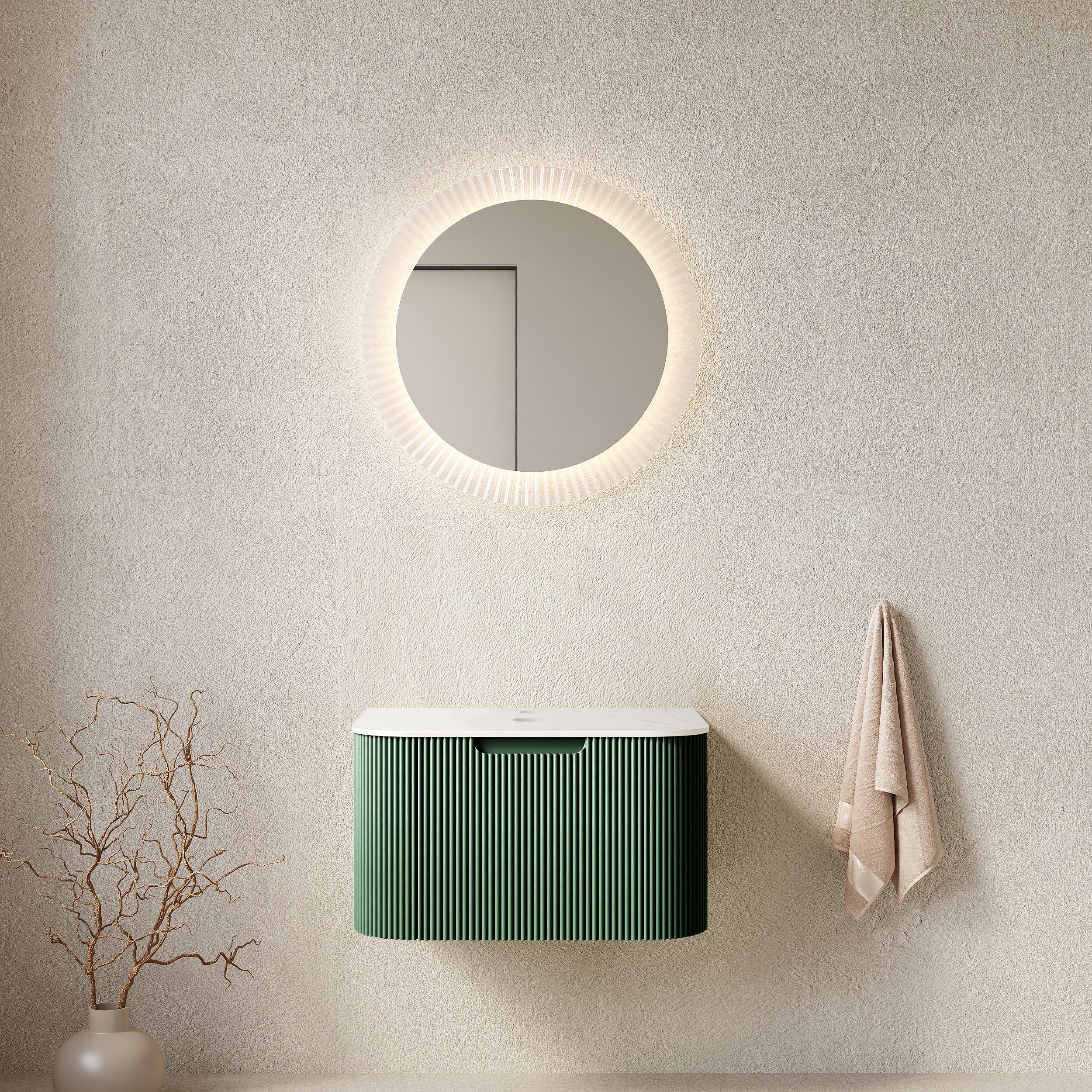 Dina 24'' Wall Mounted Plywood Cabinet with Carrara