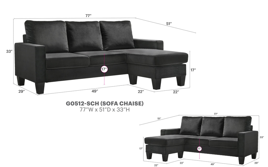 Jessica G0512-SCH Sofa Chaise