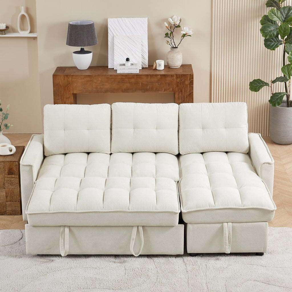 71.3" Reclining Sofa Bed with USB Ports – L-Shaped Sectional