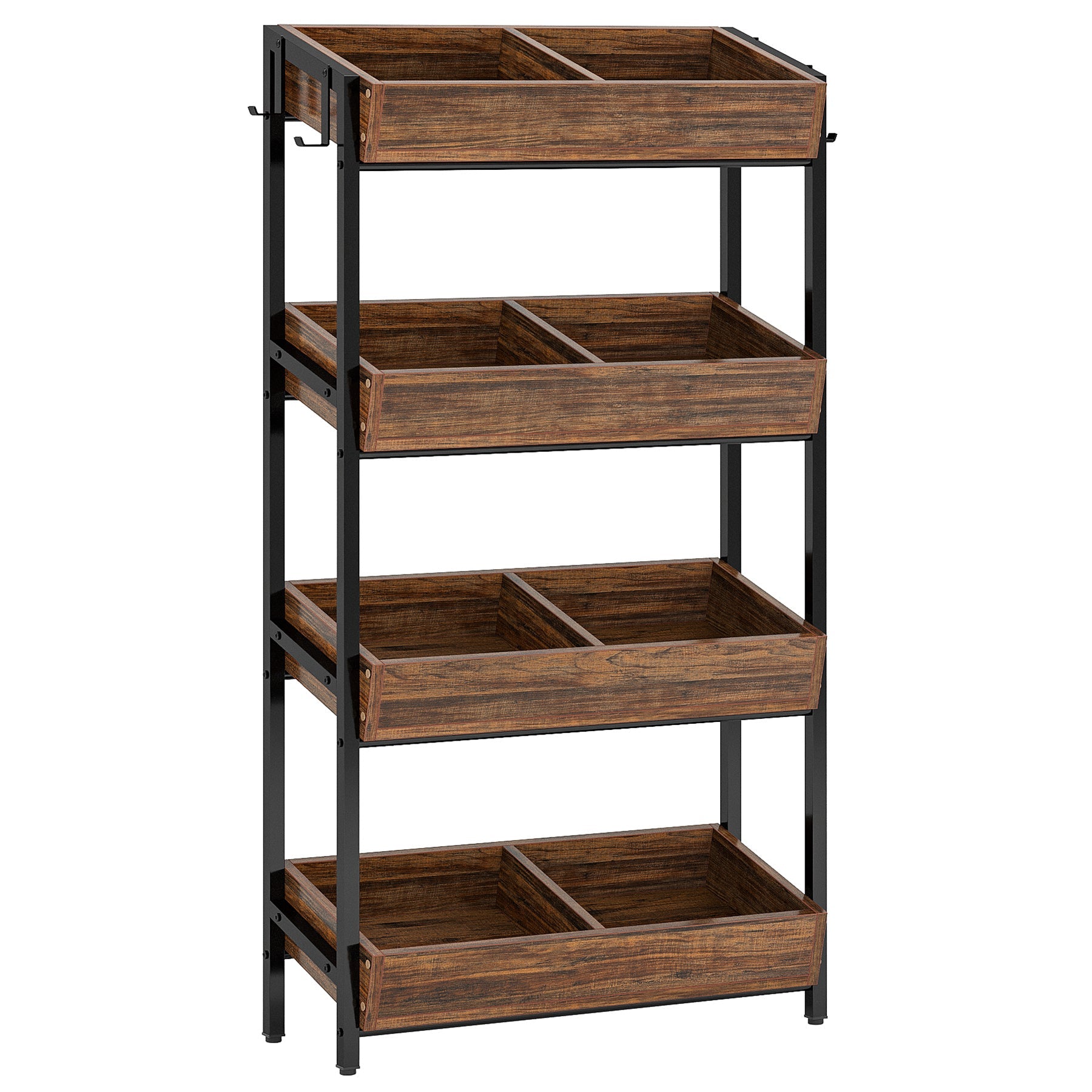 30 Inches 4-Tier Retail Display Rack with Hooks