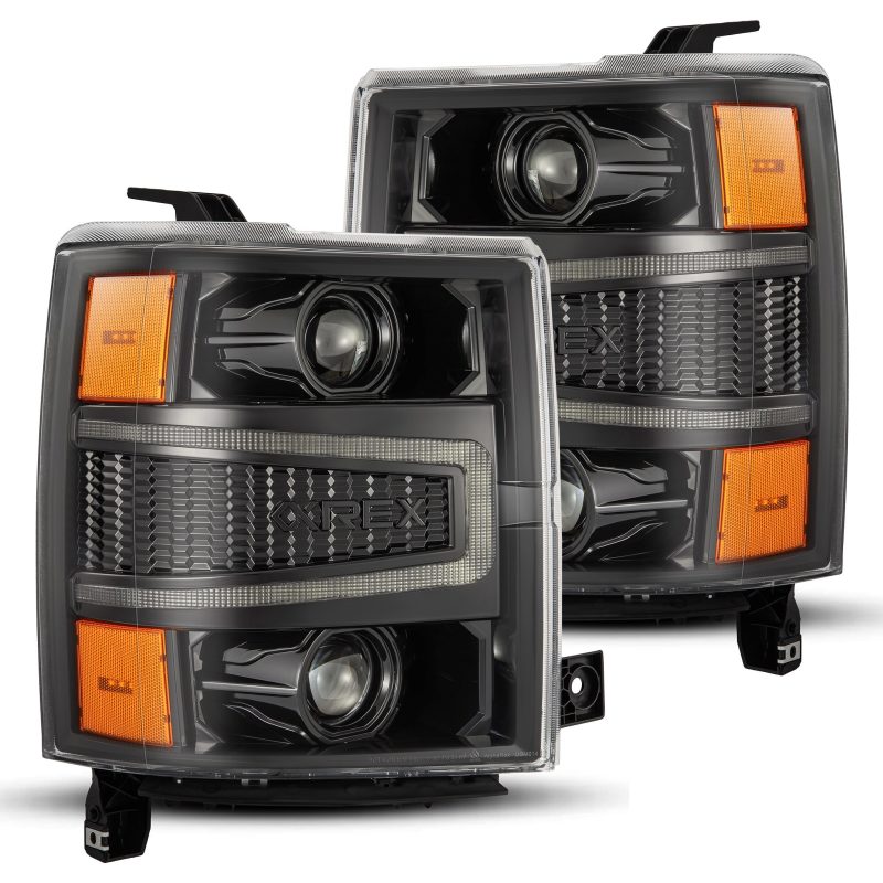 AlphaRex 04-15 Chevy 1500HD LUXX LED Proj Headlights Alpha-Black w/Seq Activation Light / Seq Signal 880244 *Discontinued