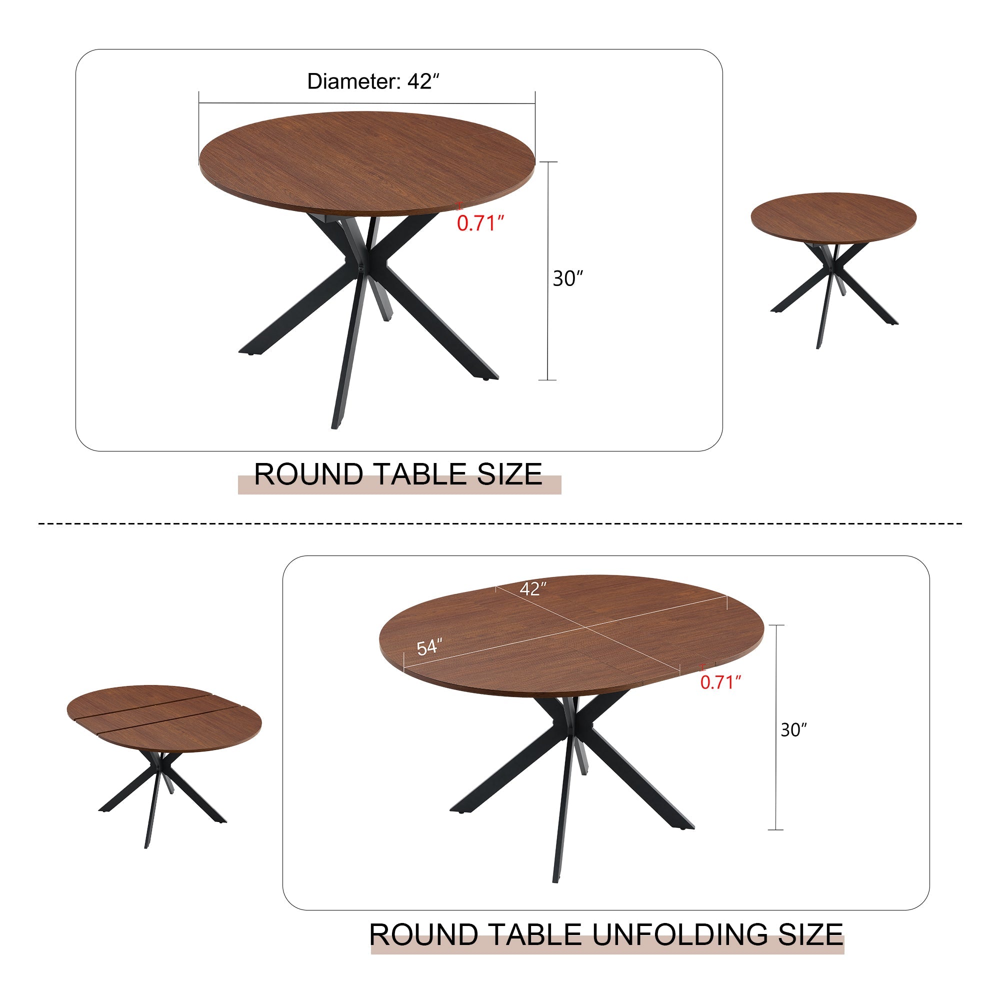 Extendable Round Dining Table (43" to 54")