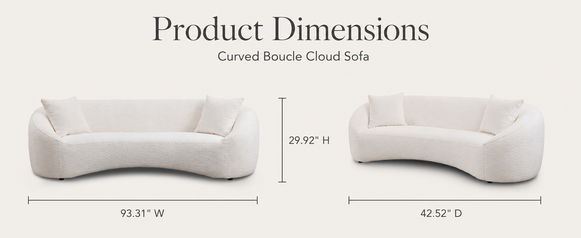 93.31" Minimalist Curved Sofa, 3 Seater