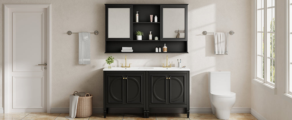 60" Double Sink Bathroom Vanity Set with Tall