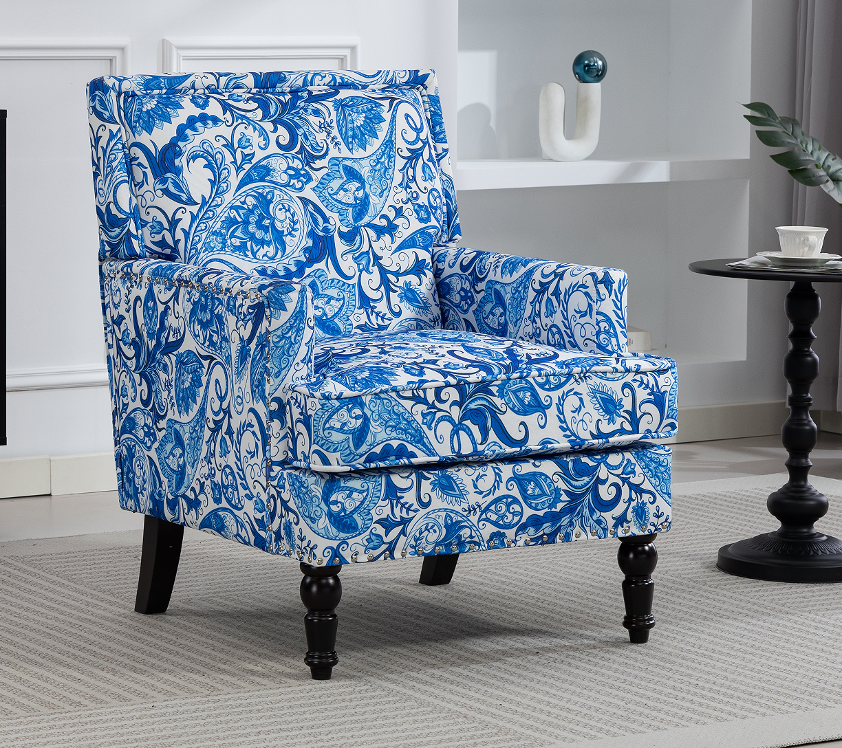 Upholstered Accent Chair, Vintage Armchair with Elegance