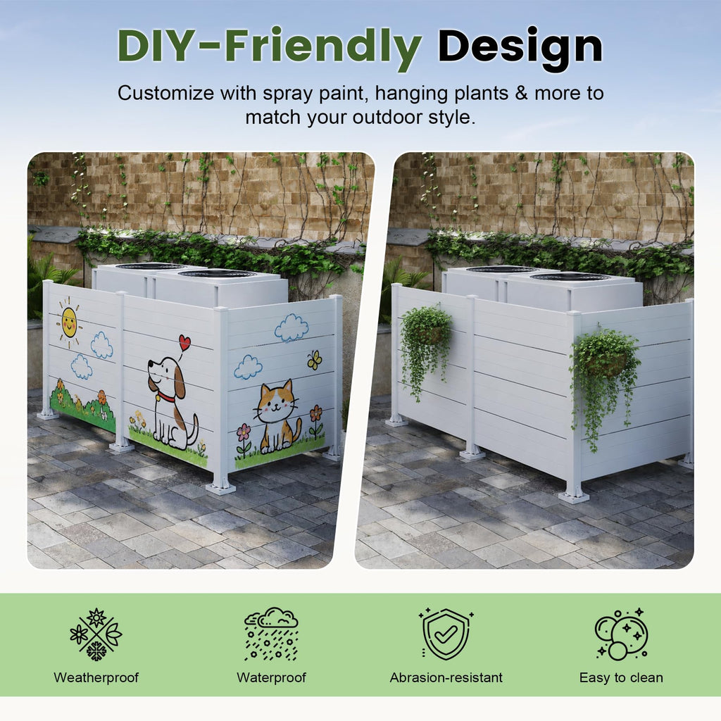50" W x 49" H Outdoor Privacy Screen, Air Conditioner Fence