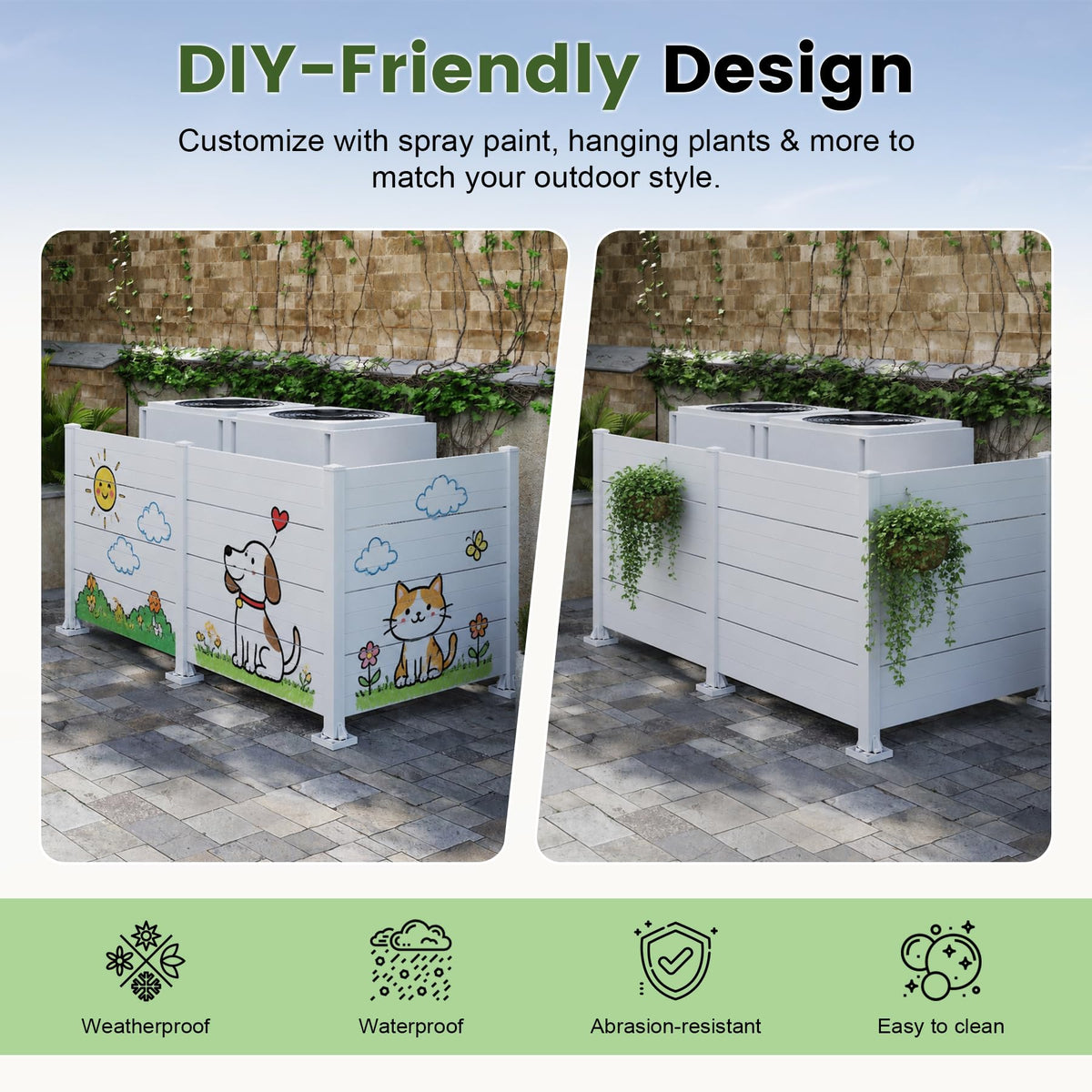 50" W x 49" H Outdoor Privacy Screen, Air Conditioner Fence