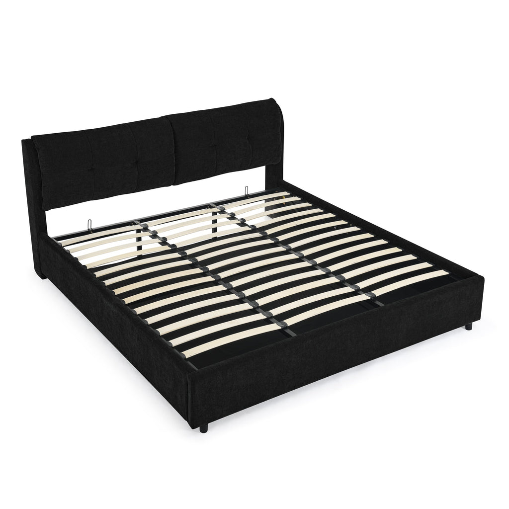 King Size Storage Upholstered Hydraulic Platform Bed