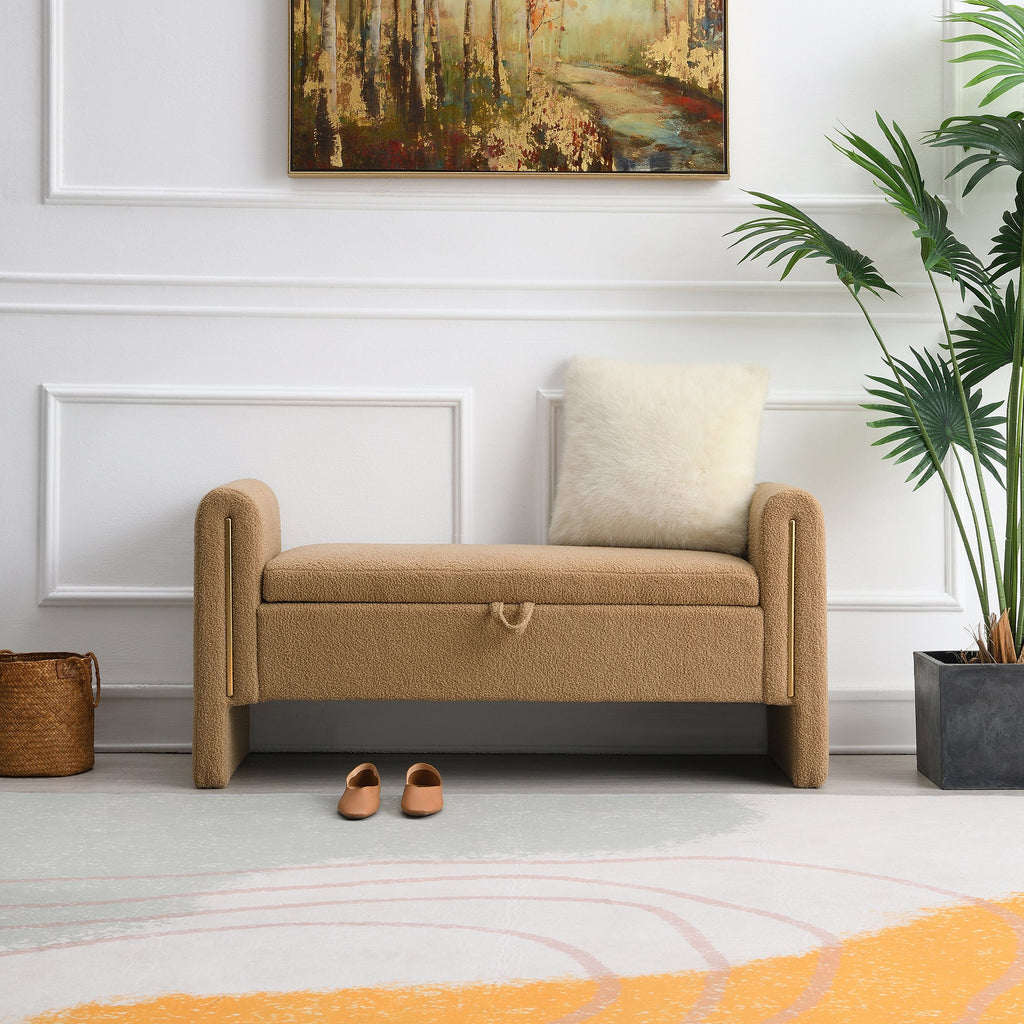 Modern Teddy Bed End Bench with Arms and Storage