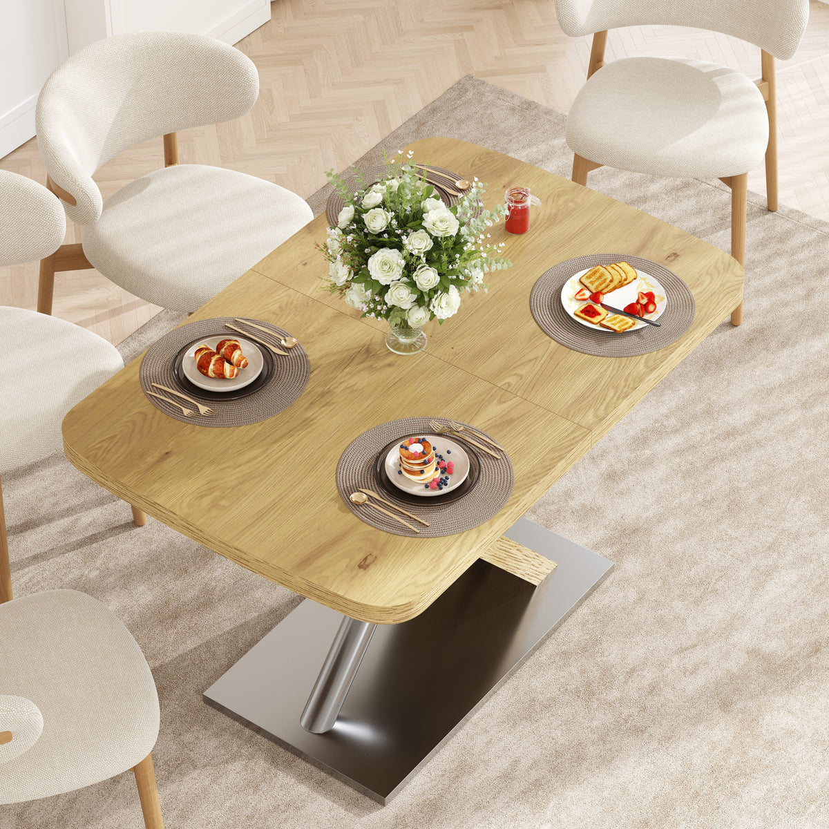 47.25 "-63" Dining Table - Original Wood Color