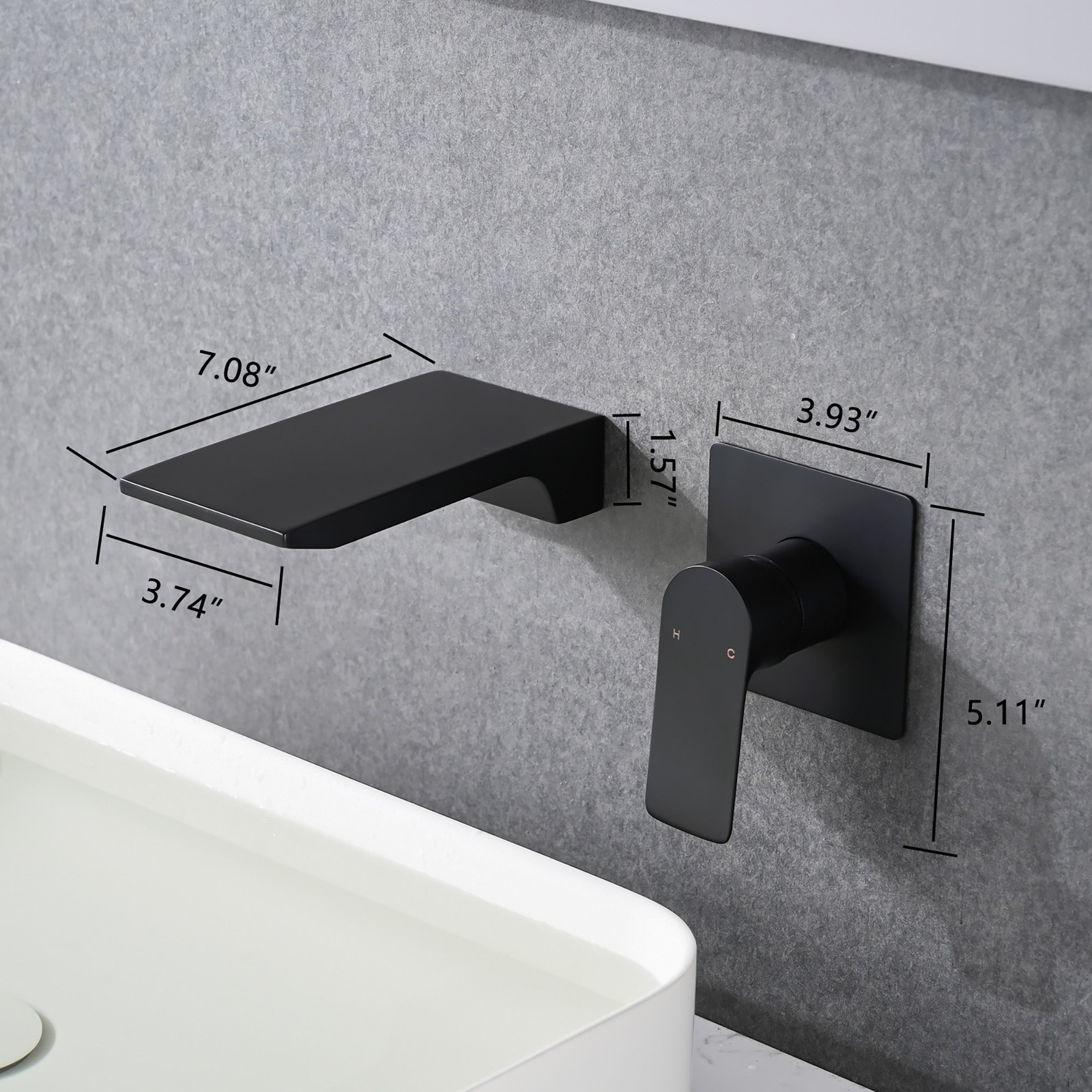 Matte Black Wall Mount Bathroom Sink Faucet