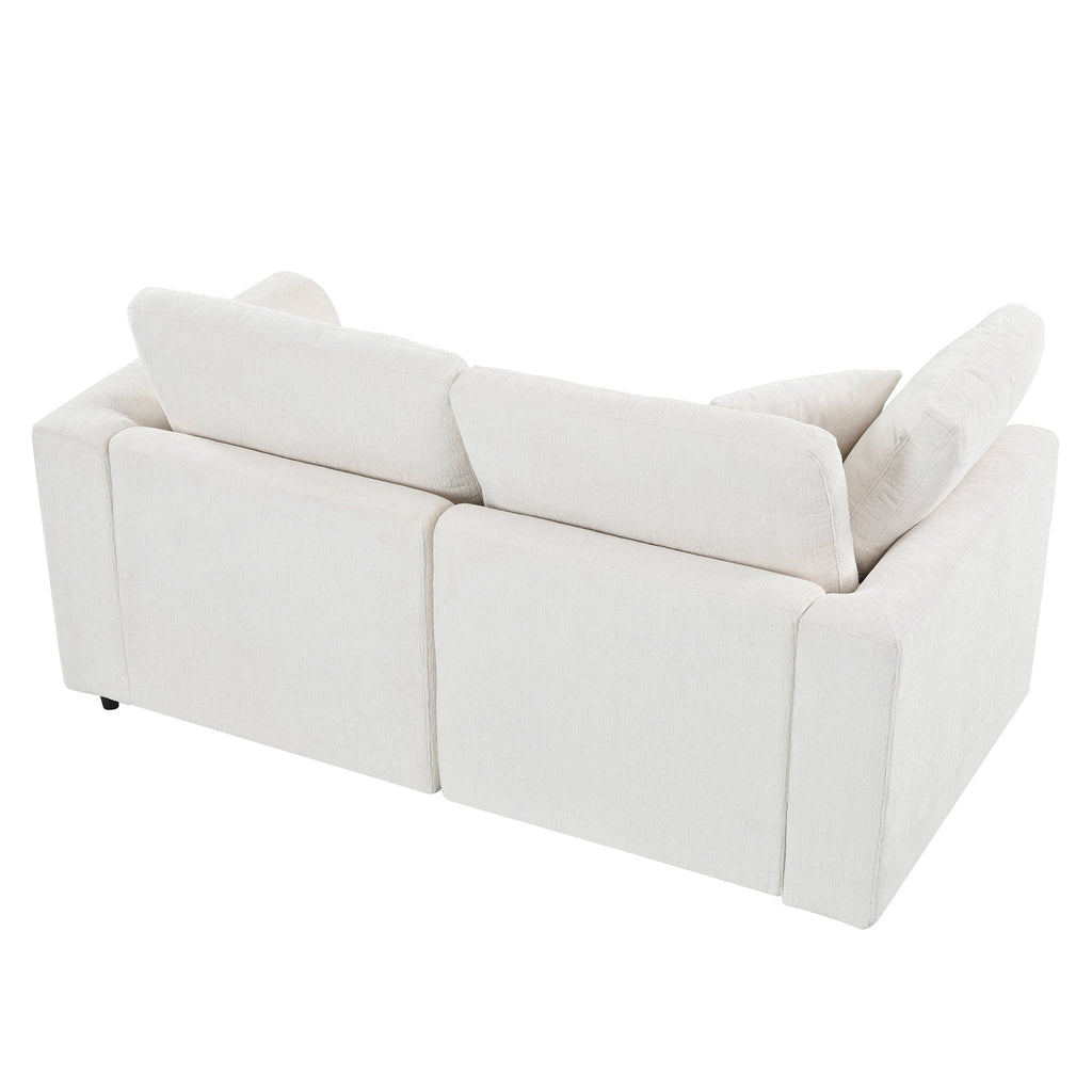 U-Style 4-Piece Sofa Set, 2 Accent Chairs + Loveseat + Movable Ottoman