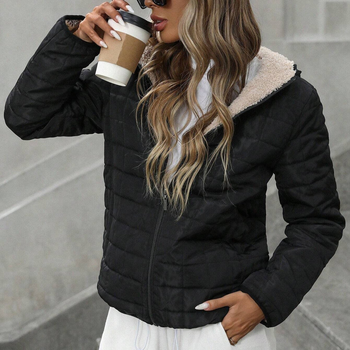 Womens Mid-Length Hooded Cotton-Padded Coat