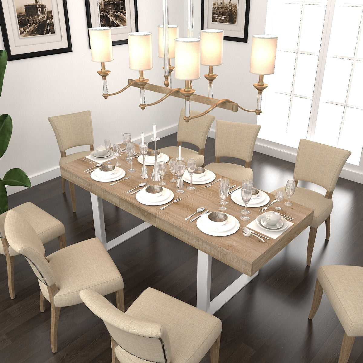 Extendable Dining Room Table for 6-10