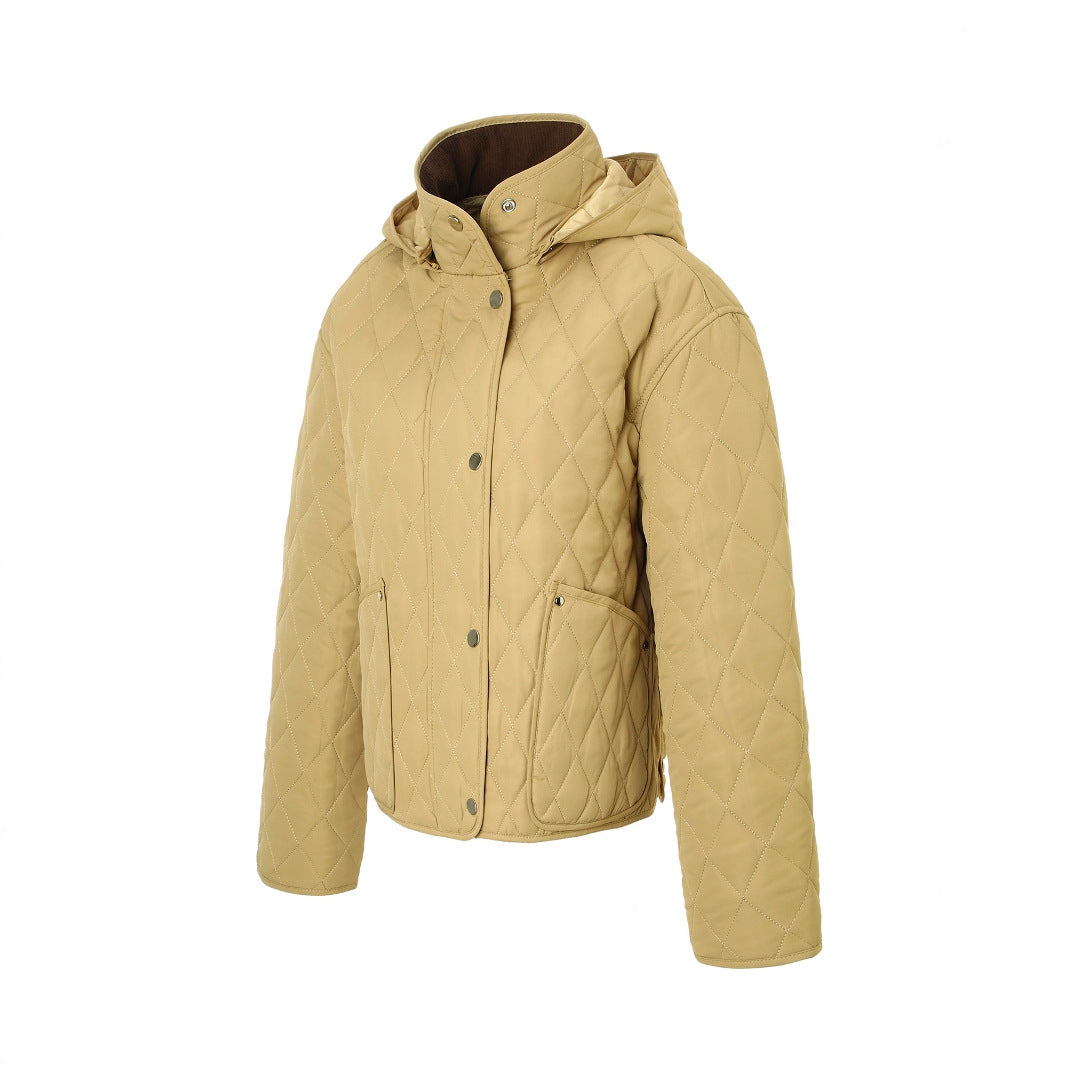 Womens Short, Detachable-hooded Padded Coat