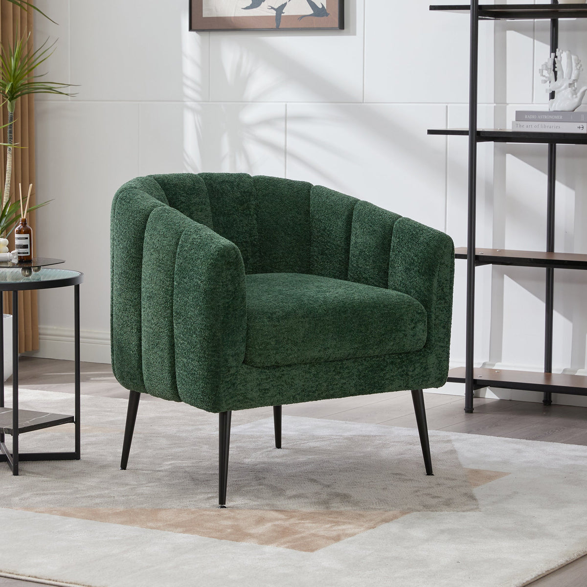 Modern Upholstered Chenille Barrel Accent Chair