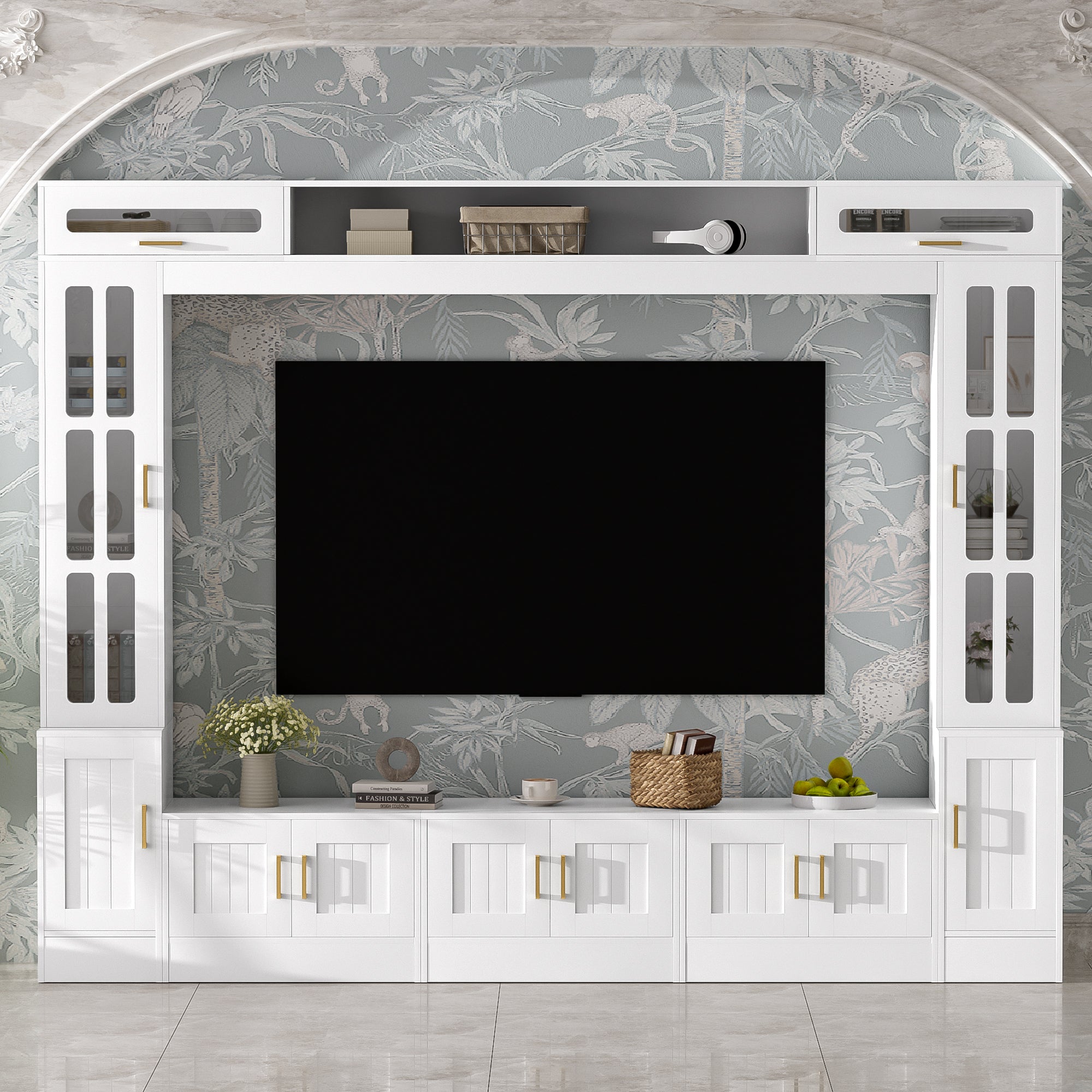 Vibe Haus 98.4" Wall Unit Entertainment Center