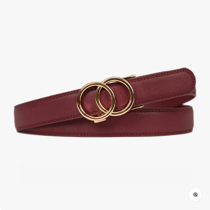 Automatic Buckle Real Leather 14-grain Belt Can Be Fixed  Simple Business Belt 3.5cm.