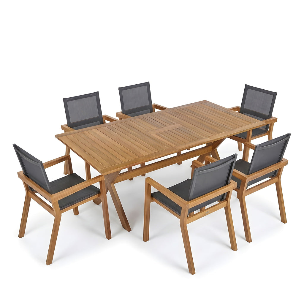 7 Piece Acacia Wood Outdoor Dining Set