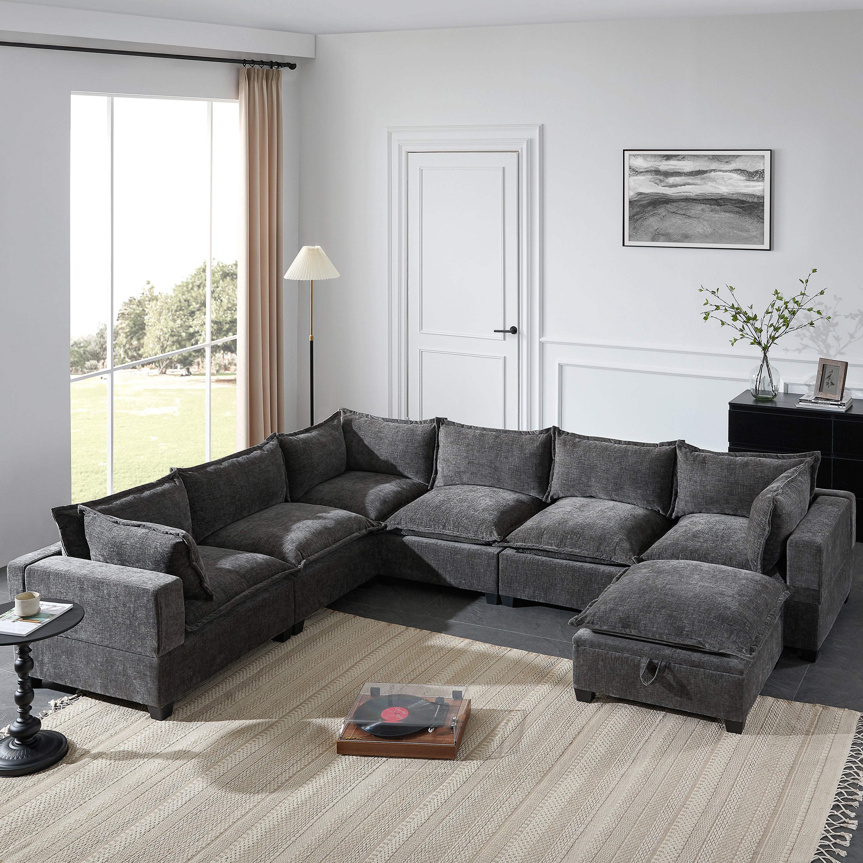 117.5 Inch Modular Sectional Sofa with Movable Storage Ottoman