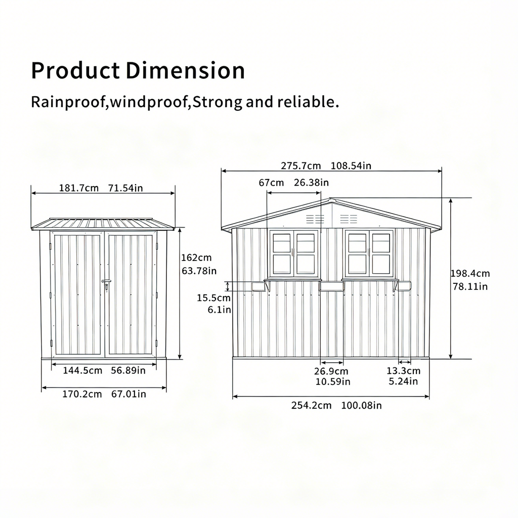 9x6 FT Outdoor Metal Storage Shed with Window & Flower Rack
