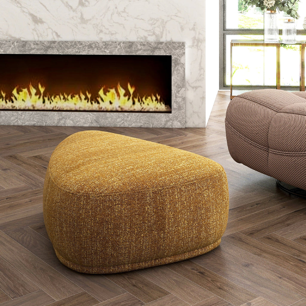 Pebble 44" Rounded Triangle Cocktail Ottoman, Mustard