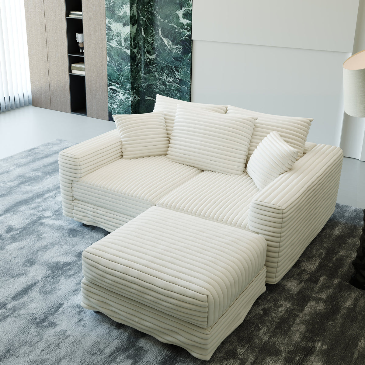 82.7" Plush Corduroy 3-Seat Sofa