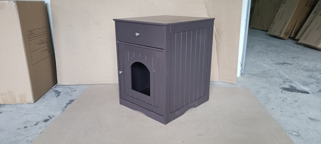 Wooden Pet House Cat Litter Box Enclosure with Drawer