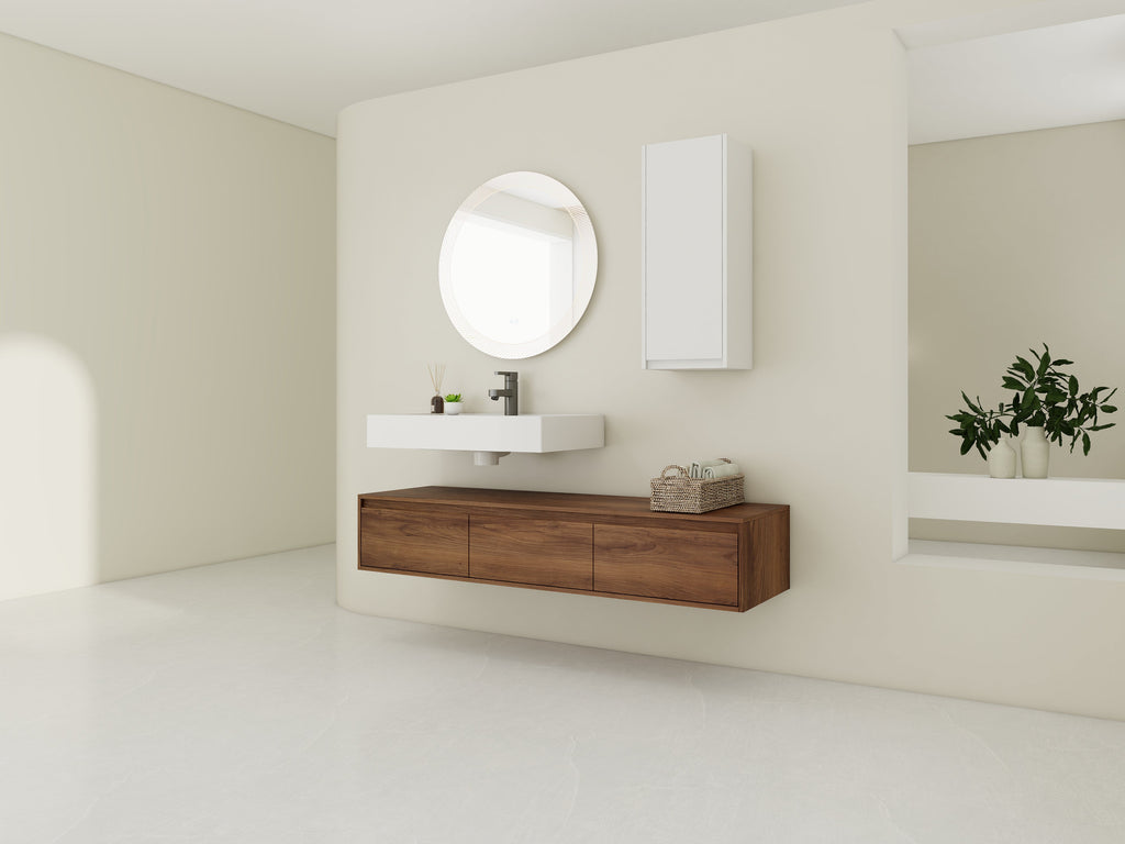 60 Inch Wall-Mounted Bathroom Vanity with Resin Sink