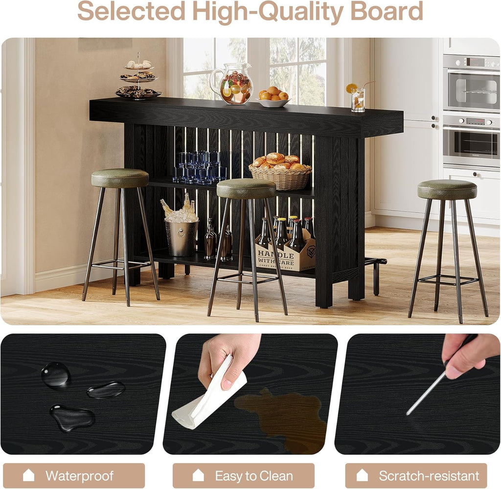 63" Modern Black Home Bar Unit