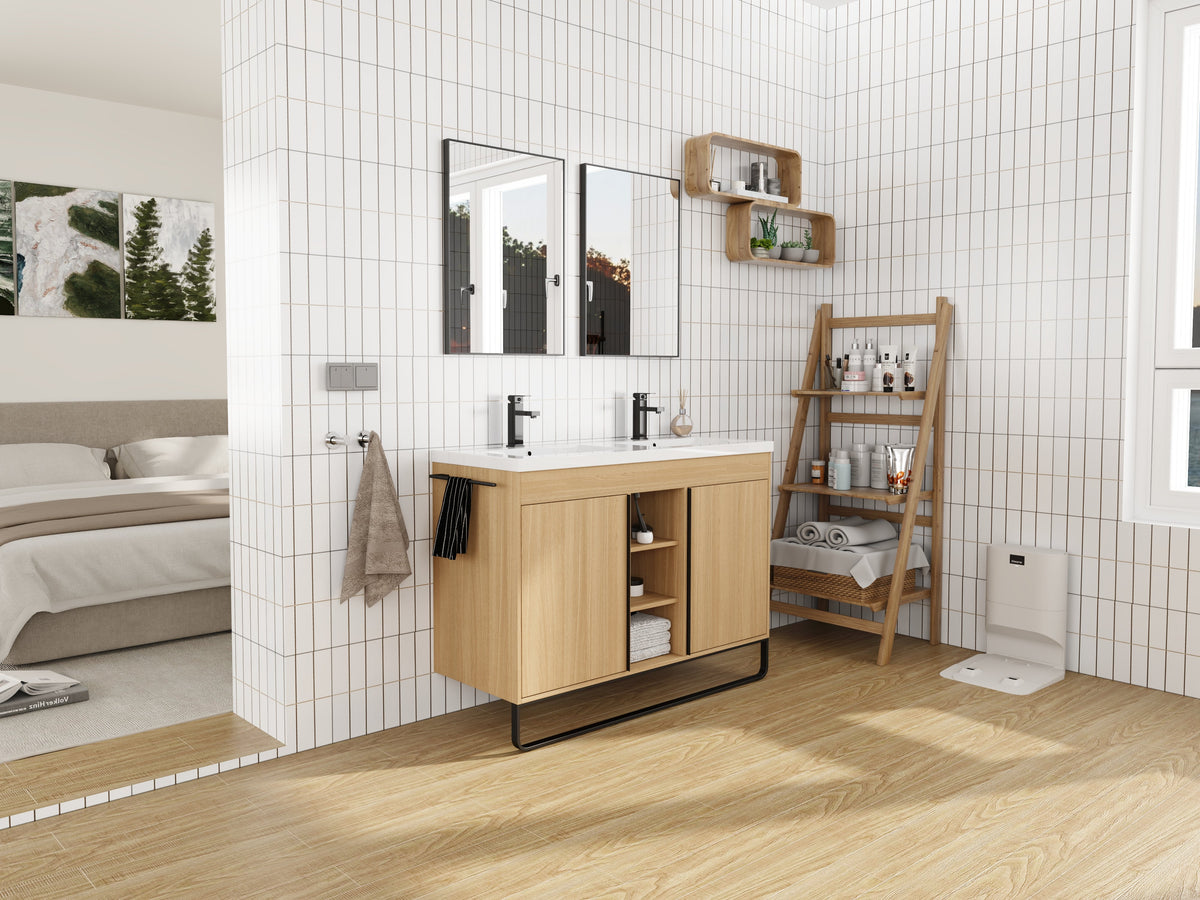 48" Freestanding Bathroom Vanity With Resin Double Sink