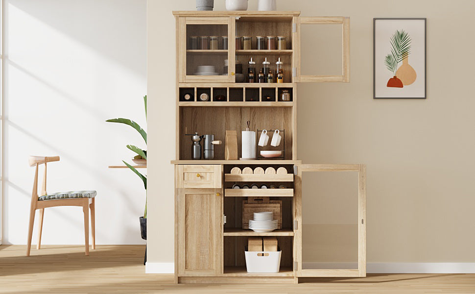 TOPMAX Farmhouse Freestanding Buffet with Hutch