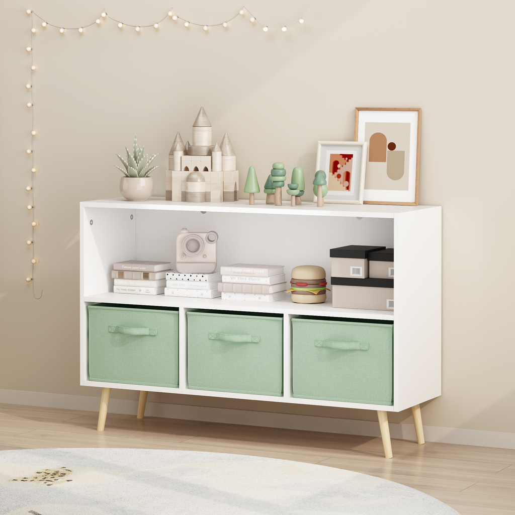 Kids Bookcase with Collapsible Fabric Drawers