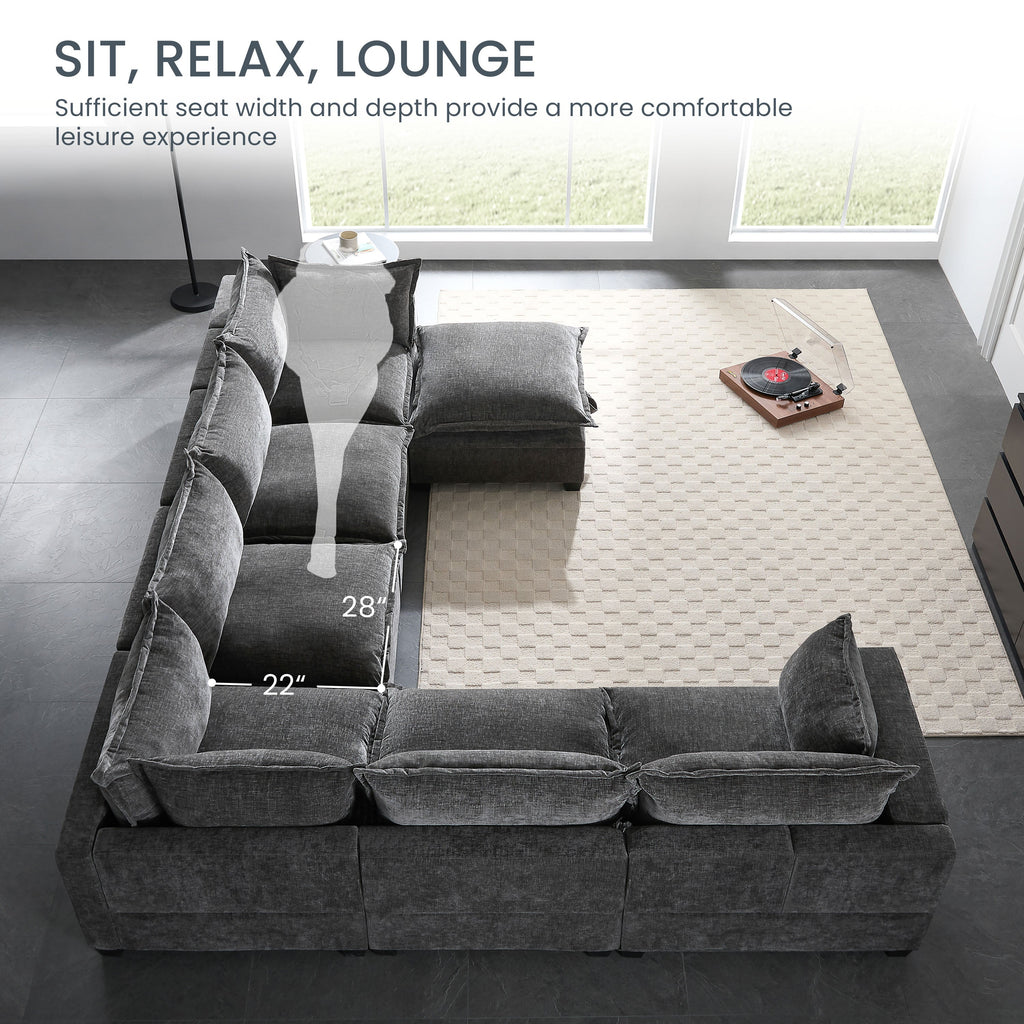 117.5 Inch Modular Sectional Sofa with Movable Storage Ottoman