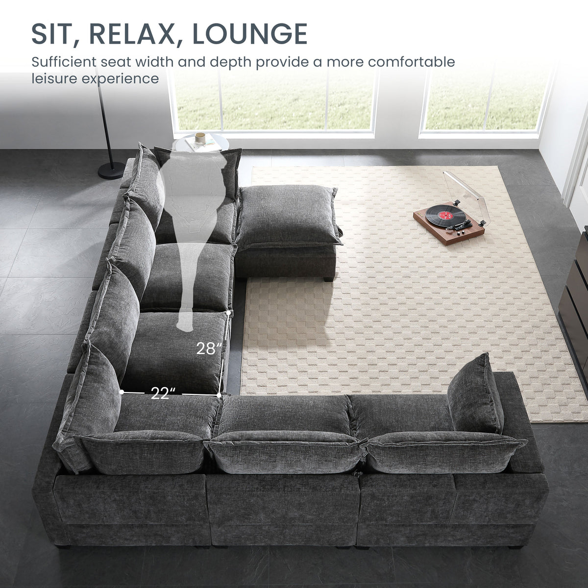 117.5 Inch Modular Sectional Sofa with Movable Storage Ottoman