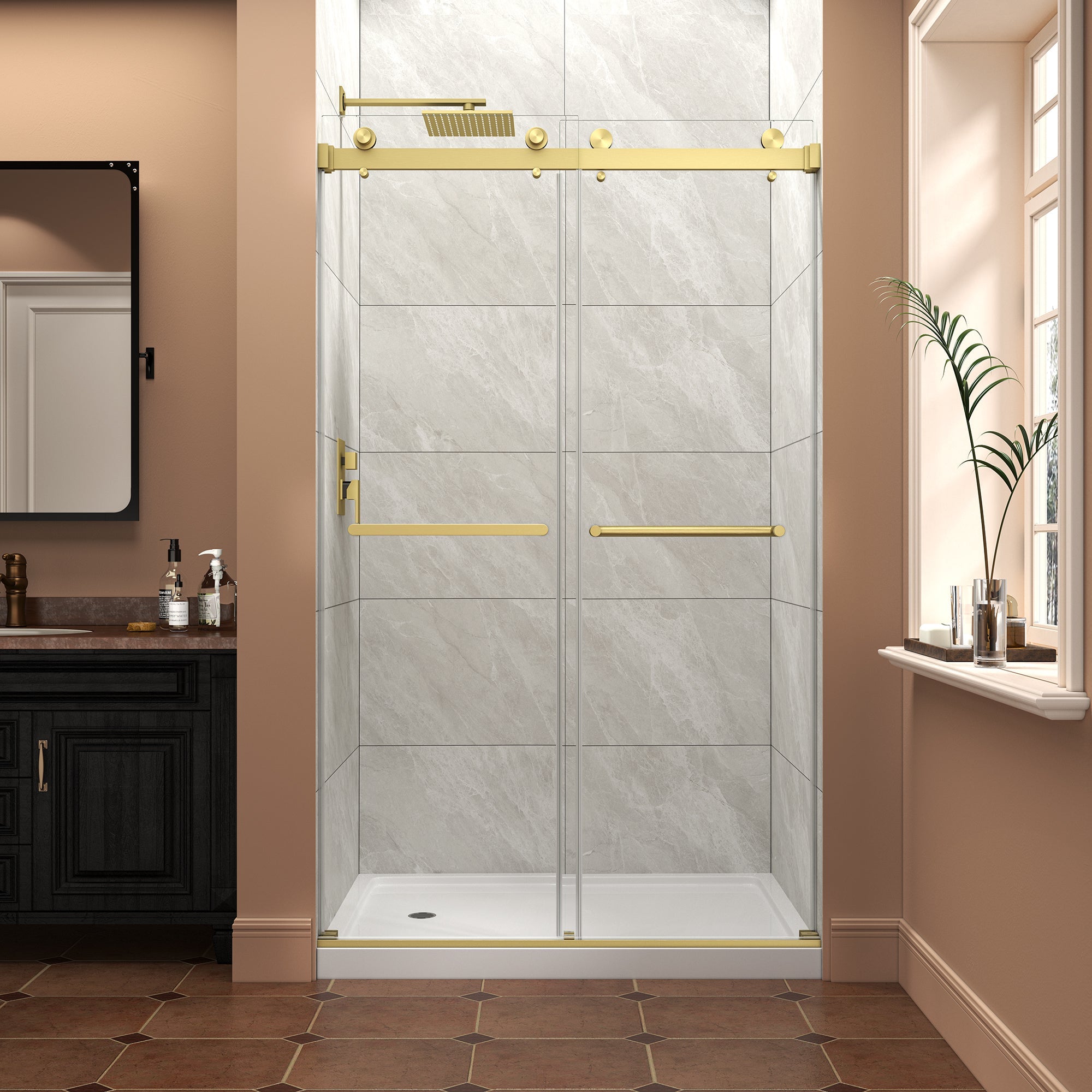 43"-48" W x 76" H Brushed Shower Door