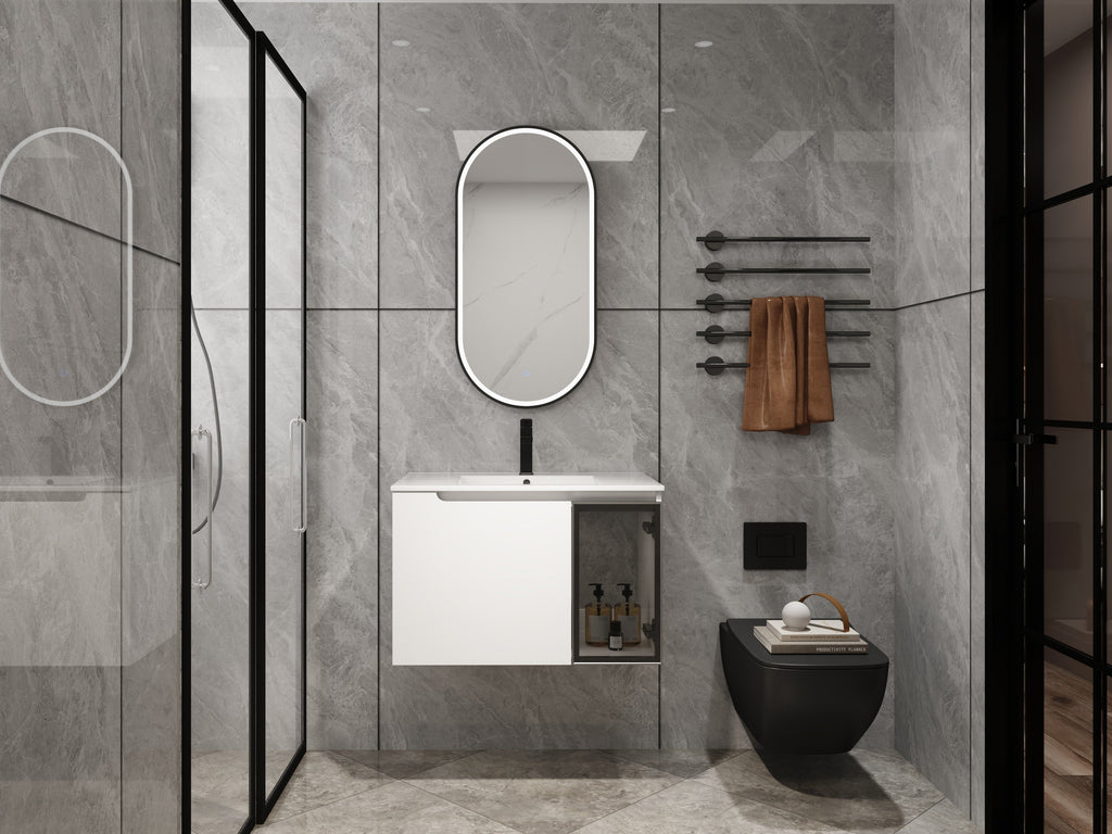 30" Wall-Mounted Bathroom Vanity With Ceramic Sink