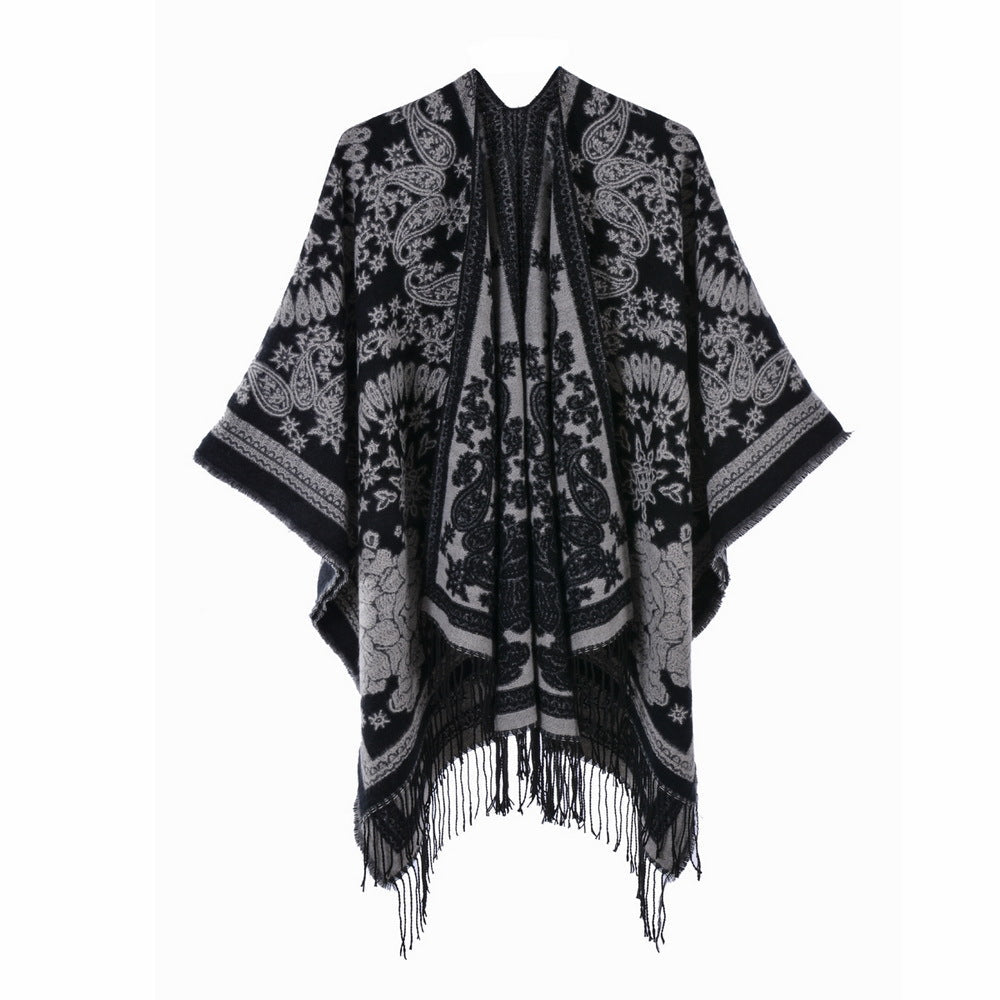 Tasseled Thickened Warm Faux-cashmere Shawl