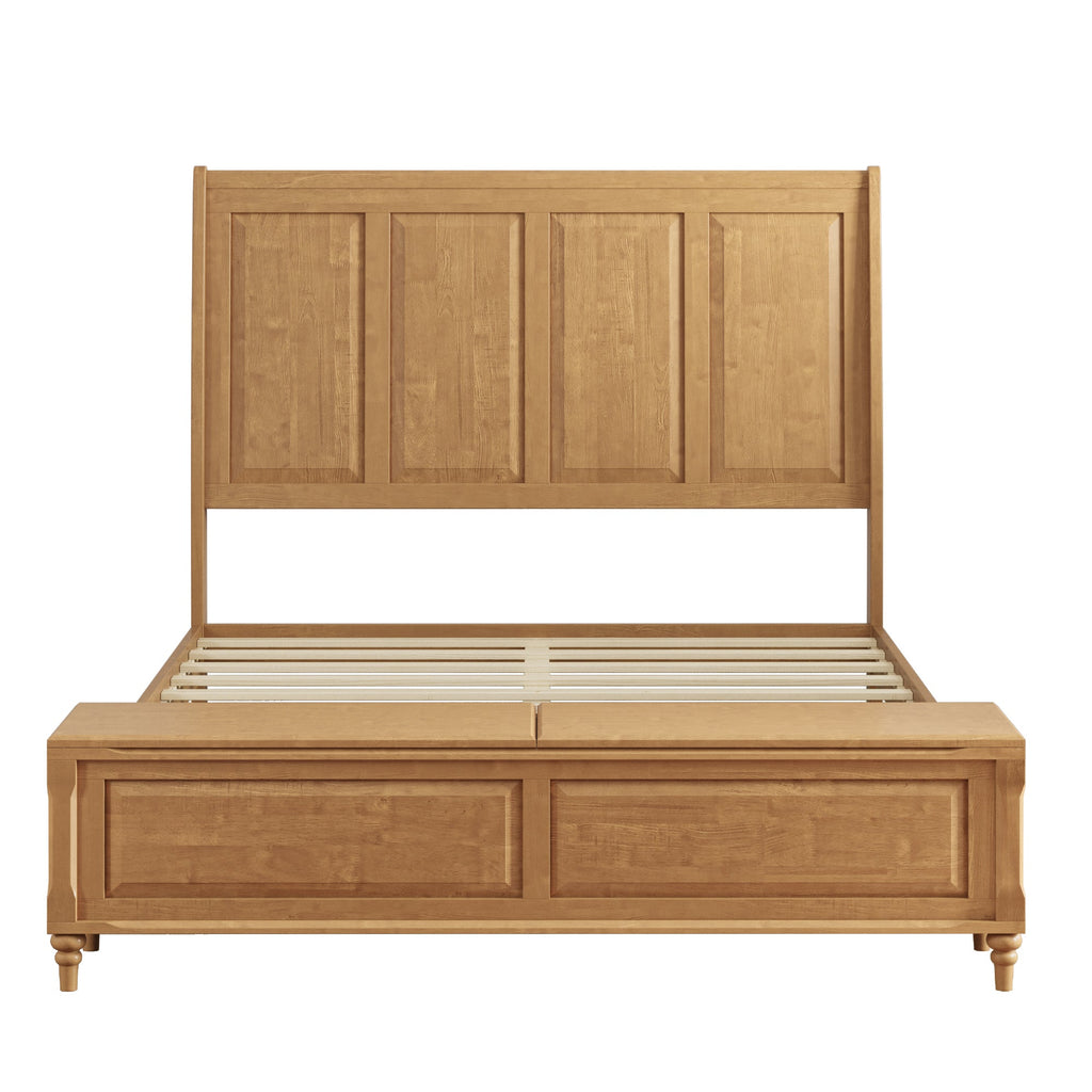 Queen Bed Frame with Tall Headboard and Storage Bench