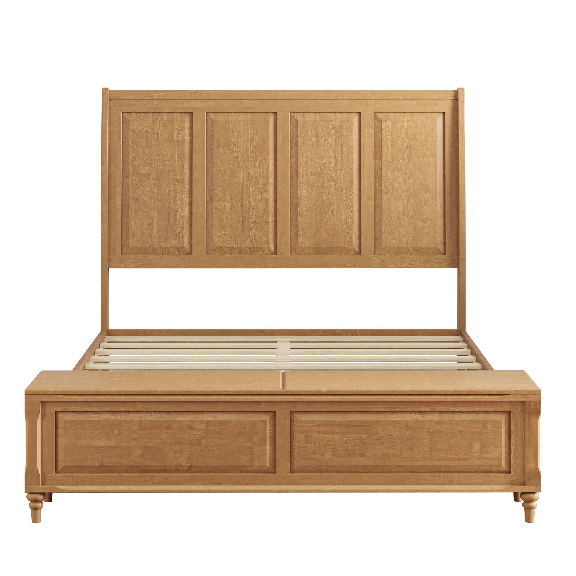 Queen Bed Frame with Tall Headboard and Storage Bench