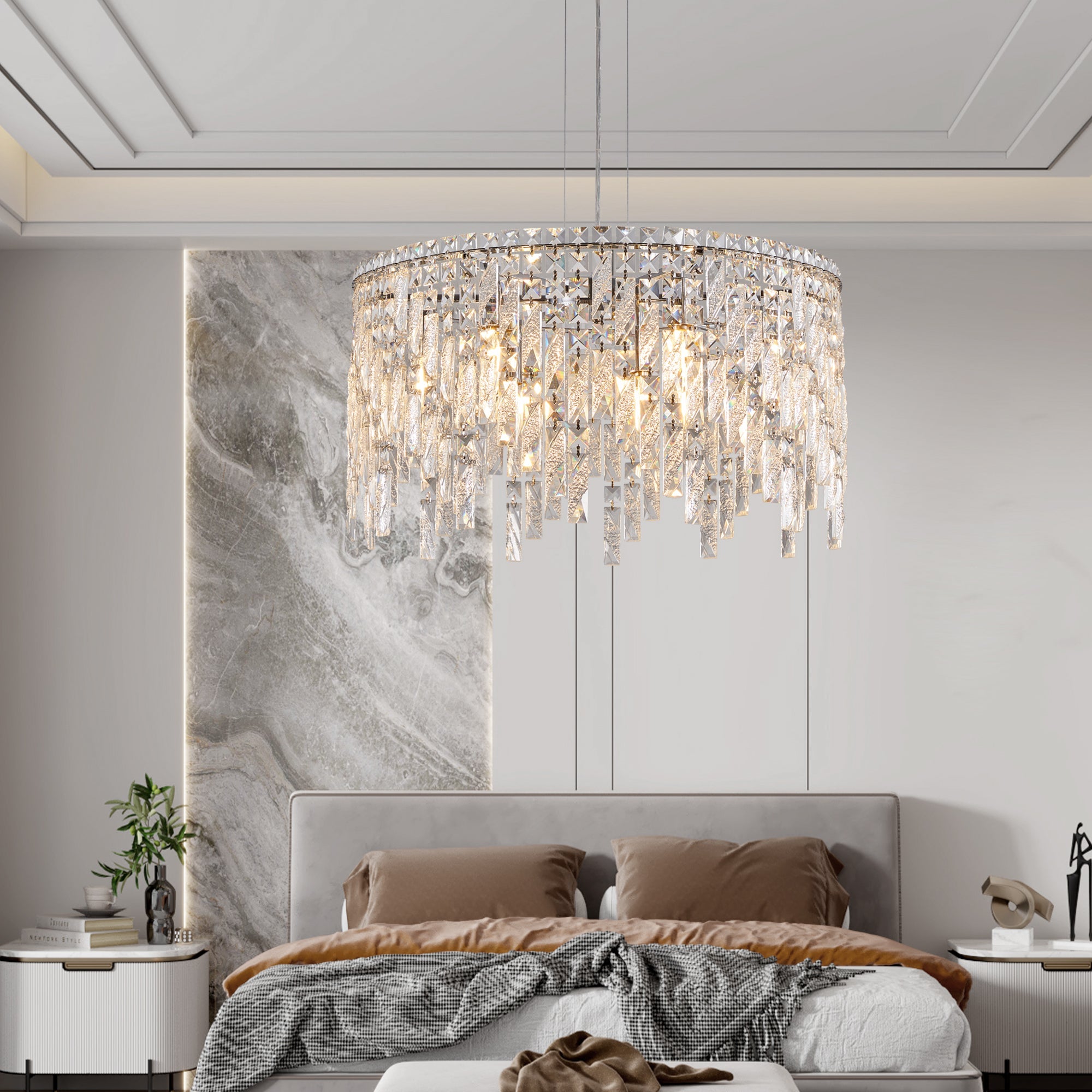24" Luxurious Round Crystal Chandelier