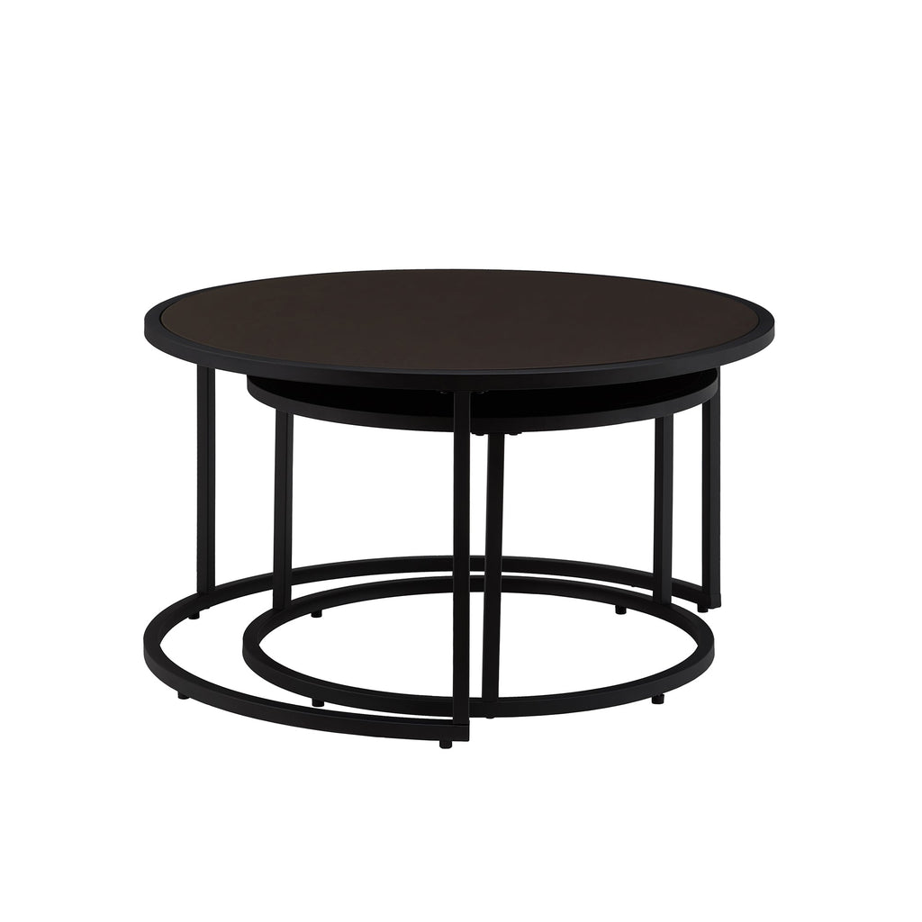 Modern Faux Leather Nesting Round Coffee Table