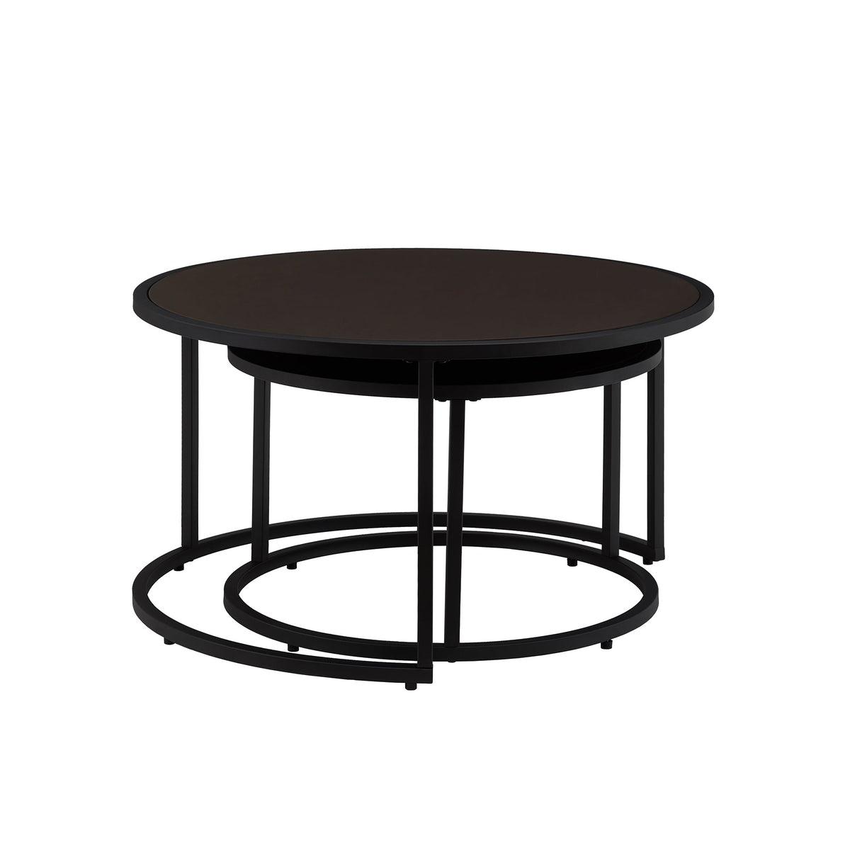 Modern Faux Leather Nesting Round Coffee Table