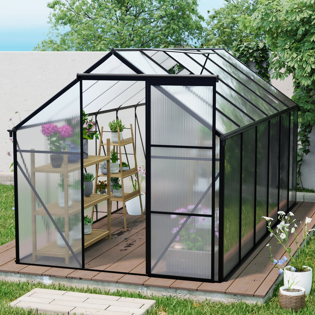 6x12 FT Polycarbonate Greenhouse with Raised Base
